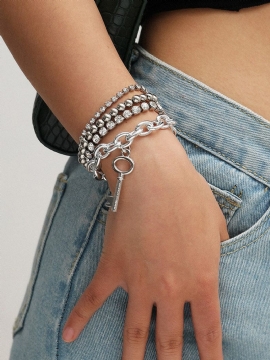 Trendy Diamond Beads Armbånd Sett Temperament Legering Hule