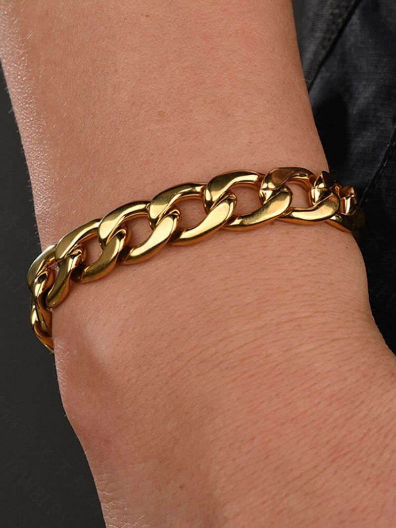 Trendy Enkel Geometrisk-formet Kjede 18k Gullbelagt Rustfritt Stål Armbånd