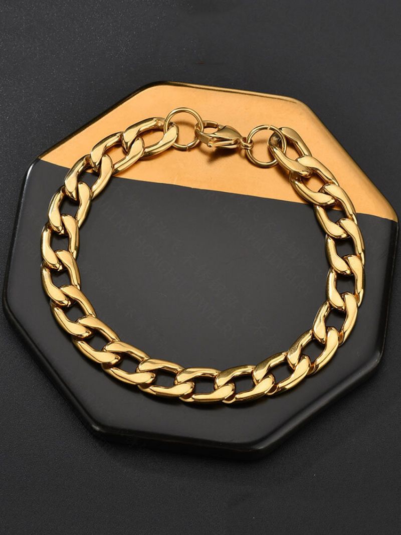 Trendy Enkel Geometrisk-formet Kjede 18k Gullbelagt Rustfritt Stål Armbånd