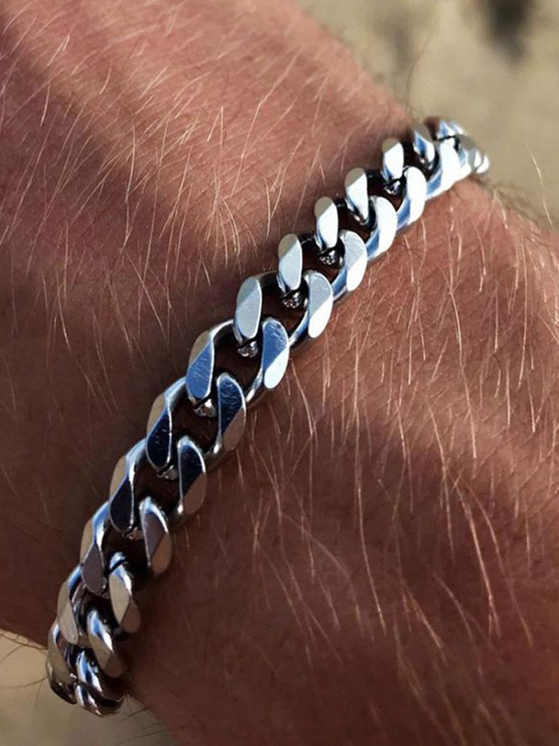 Trendy Hip Hop Cubansk Kjede Justerbar Rustfritt Stål Herre Armbånd 3/5/7 mm Bredde