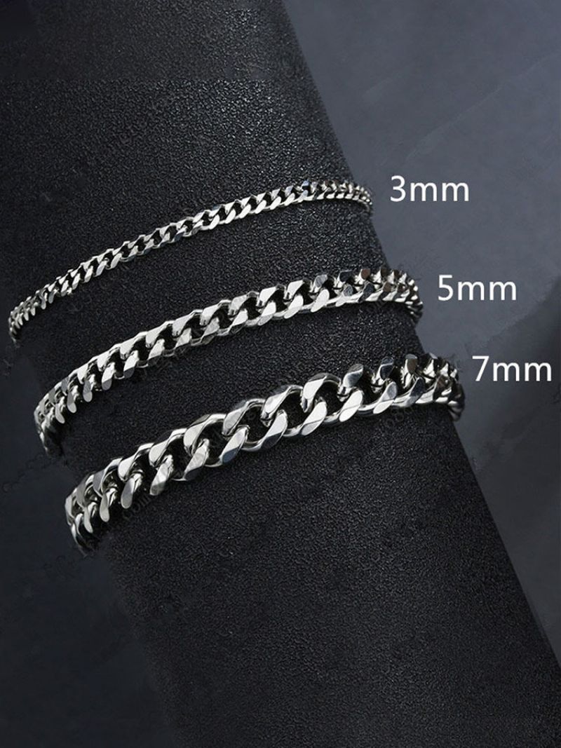 Trendy Hip Hop Cubansk Kjede Justerbar Rustfritt Stål Herre Armbånd 3/5/7 mm Bredde