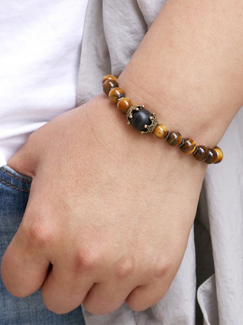 Trendy Vintage Mann Armbånd Naturstein Punk Star Agate Beaded