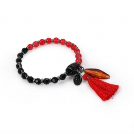 Unikt Rødt Perlearmbånd For Kvinner Kjærlighetssjarme Natursteinperler Dusk Armbånd Smykker For