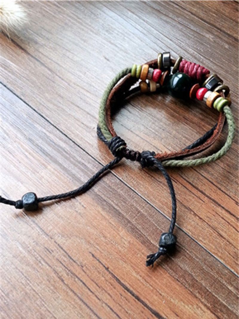 Vintage Wild Multi-layer Cowhide Rope Kvinner Armbånd Star Anheng Lær