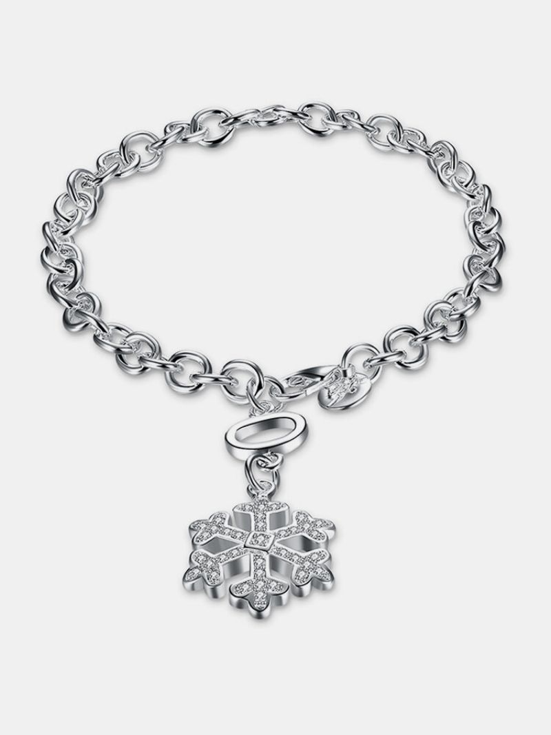 Yueyin Søt Armbånd Snowflake Rhinestone Sølvbelagt Kvinner