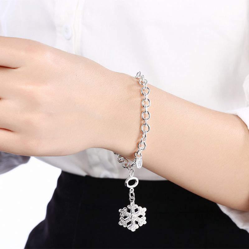 Yueyin Søt Armbånd Snowflake Rhinestone Sølvbelagt Kvinner