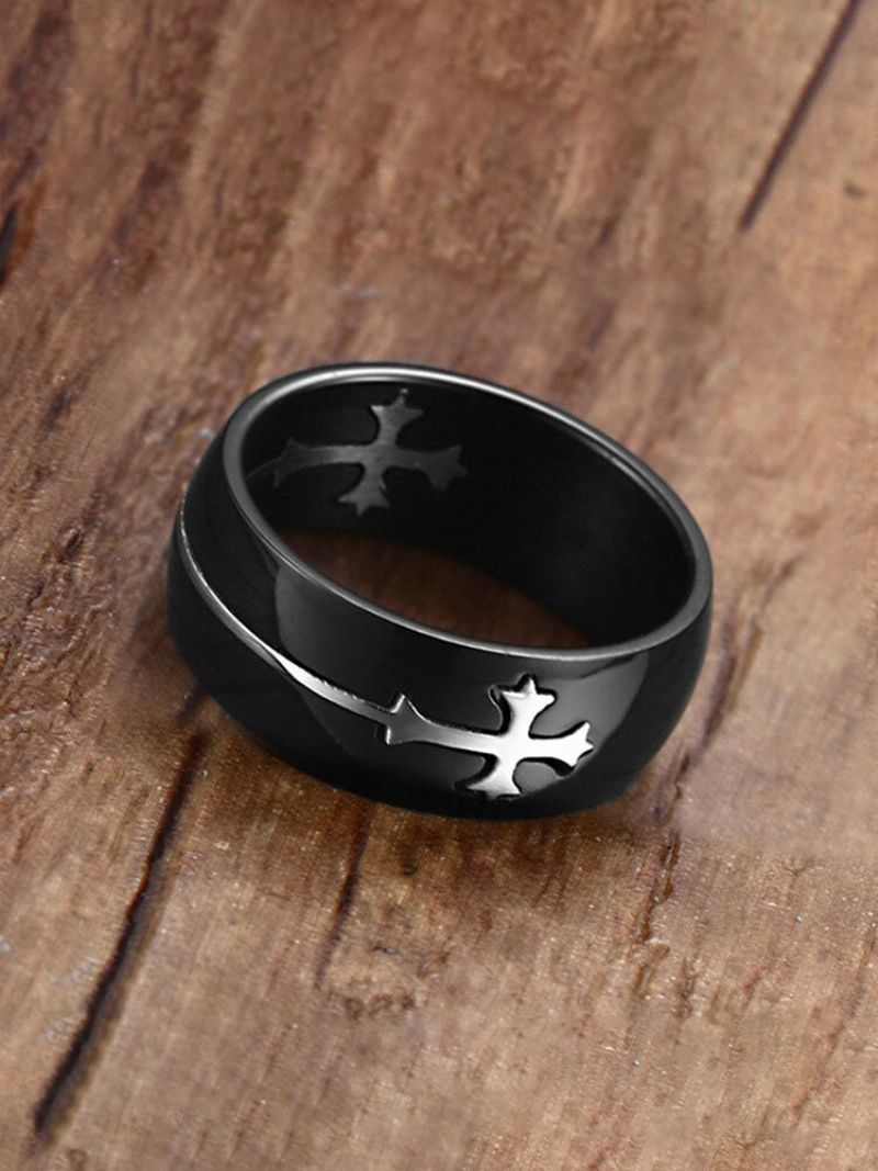 1 Stk Klassisk Vintage Style Cross Avtakbar Kombinasjon Rustfritt Stål Legering Menn Ring