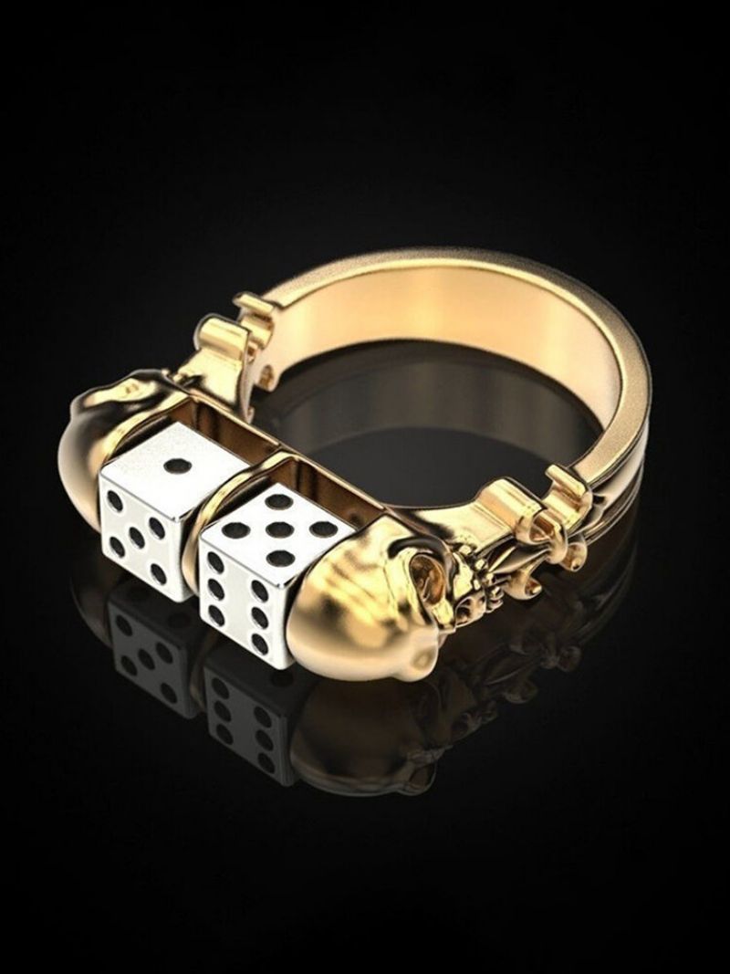 1 Stk Punk Golden Dice Ghost Head Skull Personlighet Innovativ Mote Legering Ring