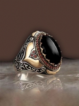 1 Stk Retro Enkel Stil Mote Personlighet Agate Stone Ring