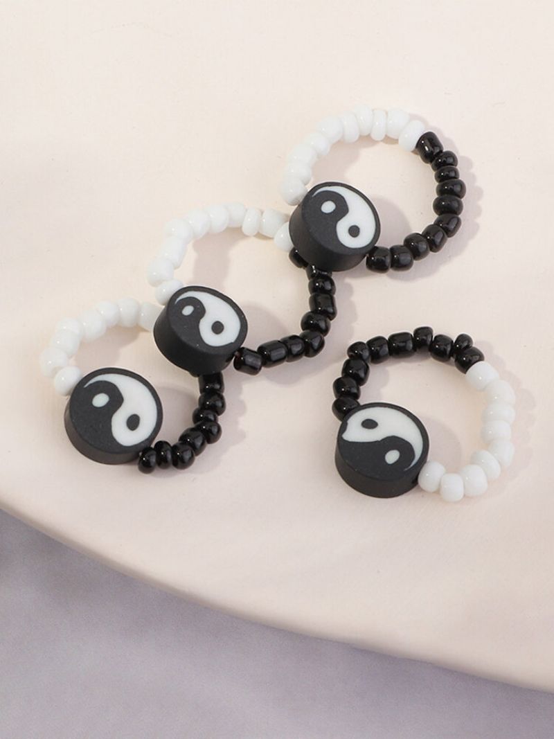 3/4 Stk Brief Ins Flower Butterfly Love Yin Yang Sladder Hirse Perle Resin Ringer