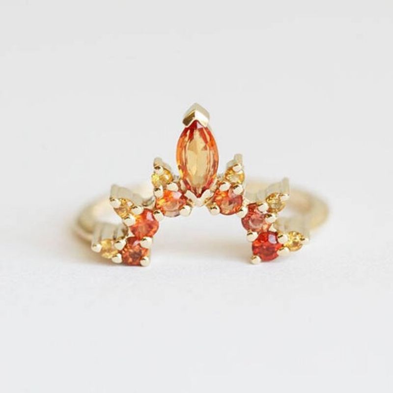 3 Stk/sett Stilige Kvinner Stablebare Ringer Ruby Krystall Blomstersmykke Bohemian Ringsett For