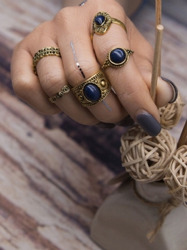 5 Stk Bohemian Ring Vintage Turkis Knuckle