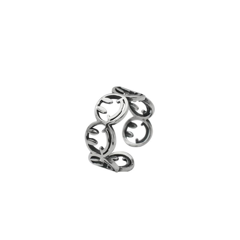 925 Sterling Sølv Ring Retro Smiley Elegant Personlighet Temperament Kvinne Smil