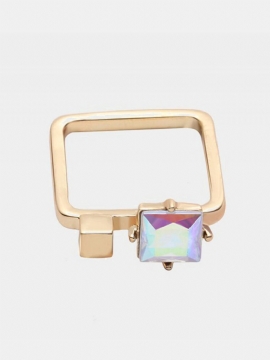 Balanserende Stil Bohemian Ring Alloy Square Rainbow Rhinestone