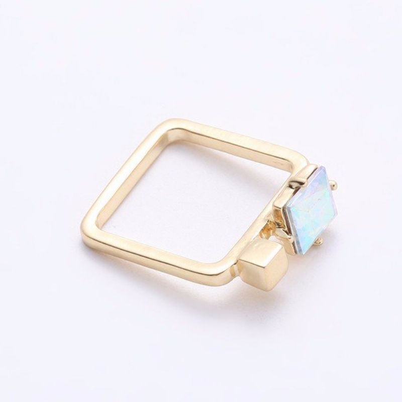 Balanserende Stil Bohemian Ring Alloy Square Rainbow Rhinestone