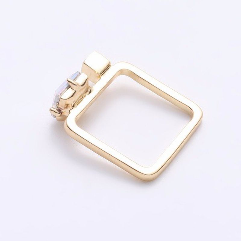 Balanserende Stil Bohemian Ring Alloy Square Rainbow Rhinestone