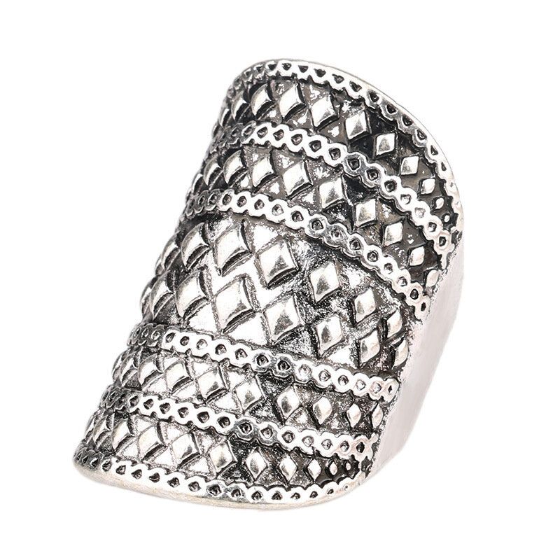 Bohemian Geometrisk Solid Diamond Ring Overdrevet Punk Rivet Metal Finger