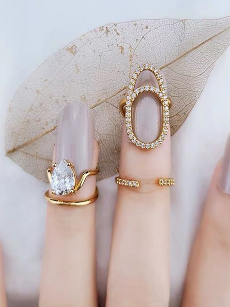 Elegant Åpning Diamond Nail Ring Halering