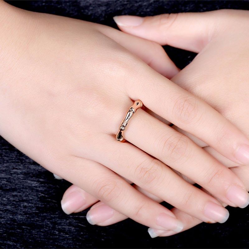 Enkel Kvinner Ring Bambus Rose Gold