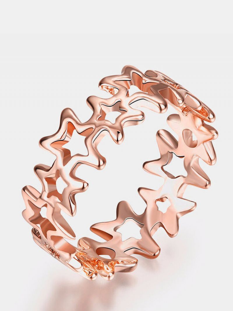 Enkel Kvinner Ring Rose Gold Hollow Star