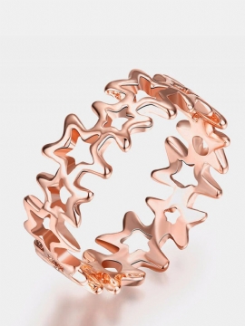 Enkel Kvinner Ring Rose Gold Hollow Star