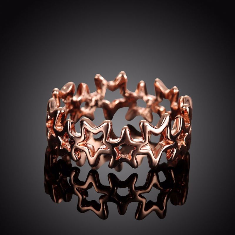 Enkel Kvinner Ring Rose Gold Hollow Star