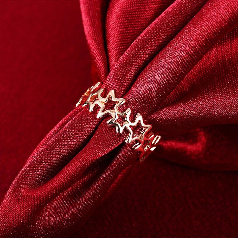 Enkel Kvinner Ring Rose Gold Hollow Star