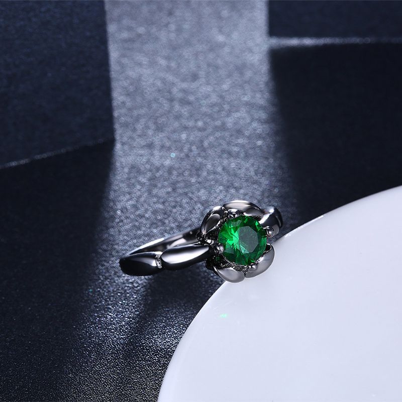 Inalis Elegant Flower Shiny Zircon Finger Ring Engrosgave For Kvinner