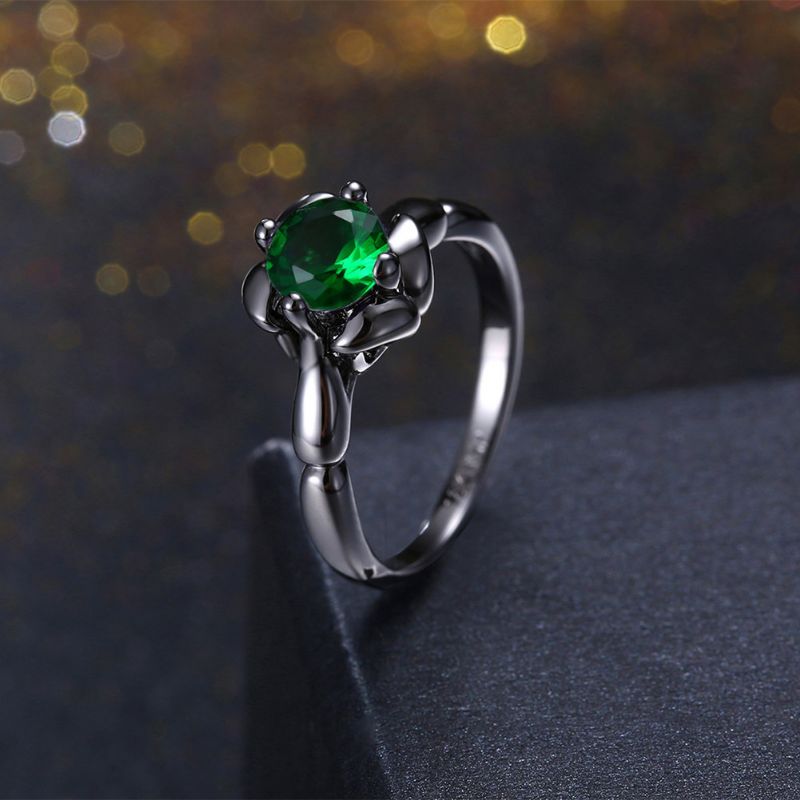 Inalis Elegant Flower Shiny Zircon Finger Ring Engrosgave For Kvinner