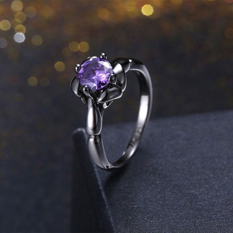 Inalis Elegant Flower Shiny Zircon Finger Ring Engrosgave For Kvinner