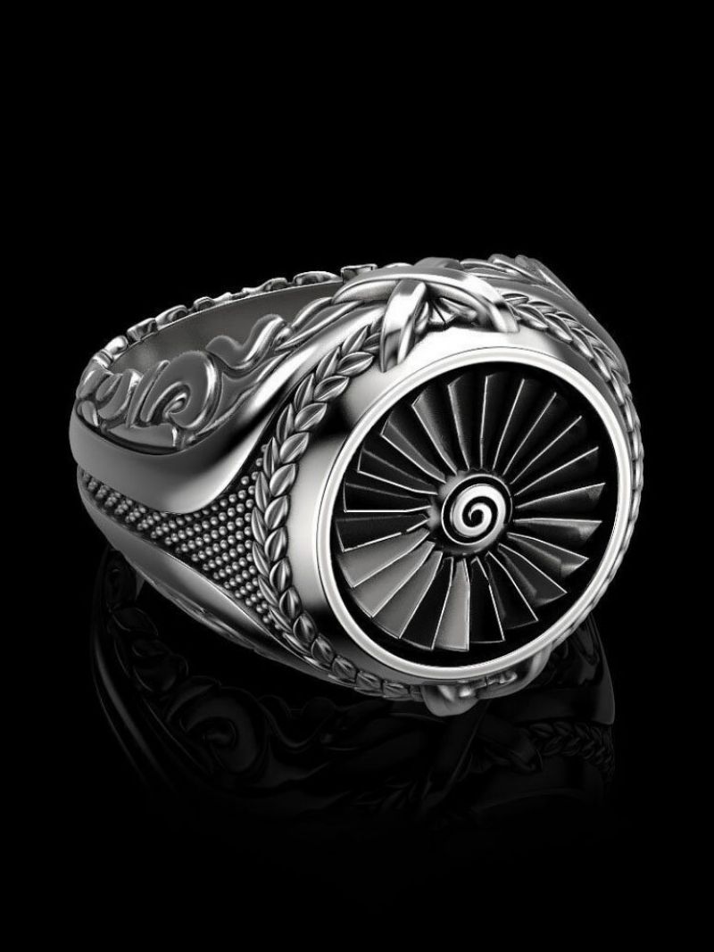 Jassy 1 Stk Alloy Retro Punk Creative Metal Turbo 3d Mønsterring