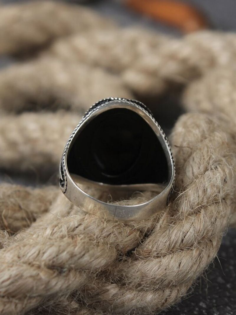 Jassy 1 Stk Vintage Mønster Svart Edelsten Antikk Legering Ring