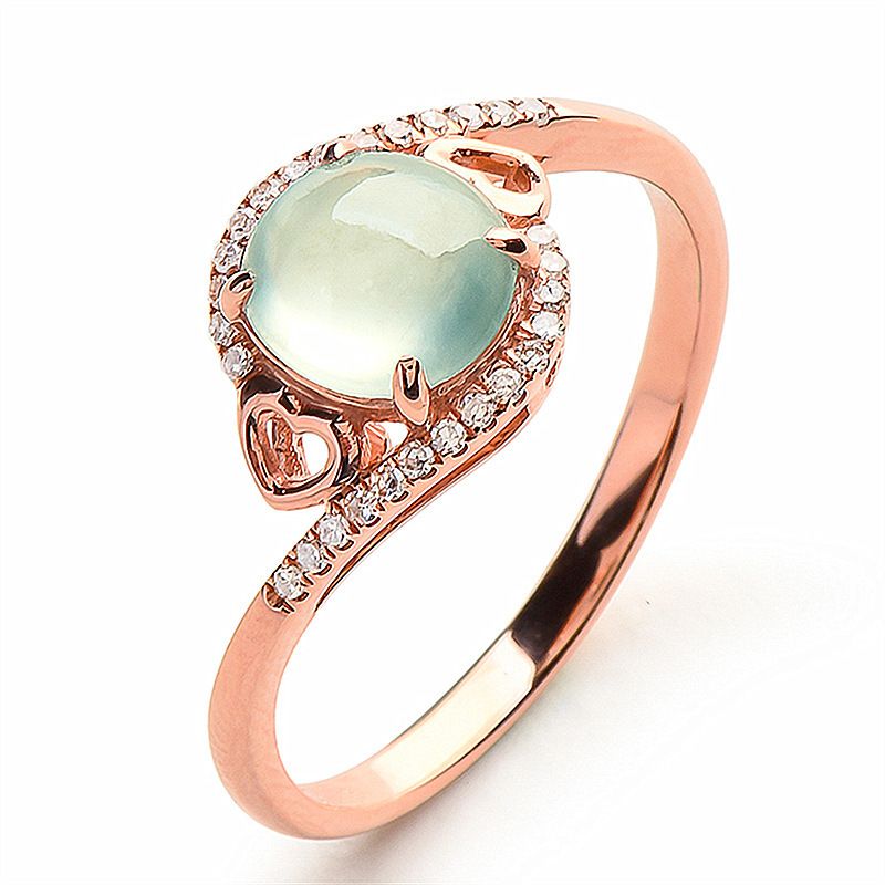 Kjærlighet Hjerteformet Jade Ring Kvinne Is Egg Nudler Drue Grønn Belagt 18k Rose Gull Ice Spirit Light Diamonds