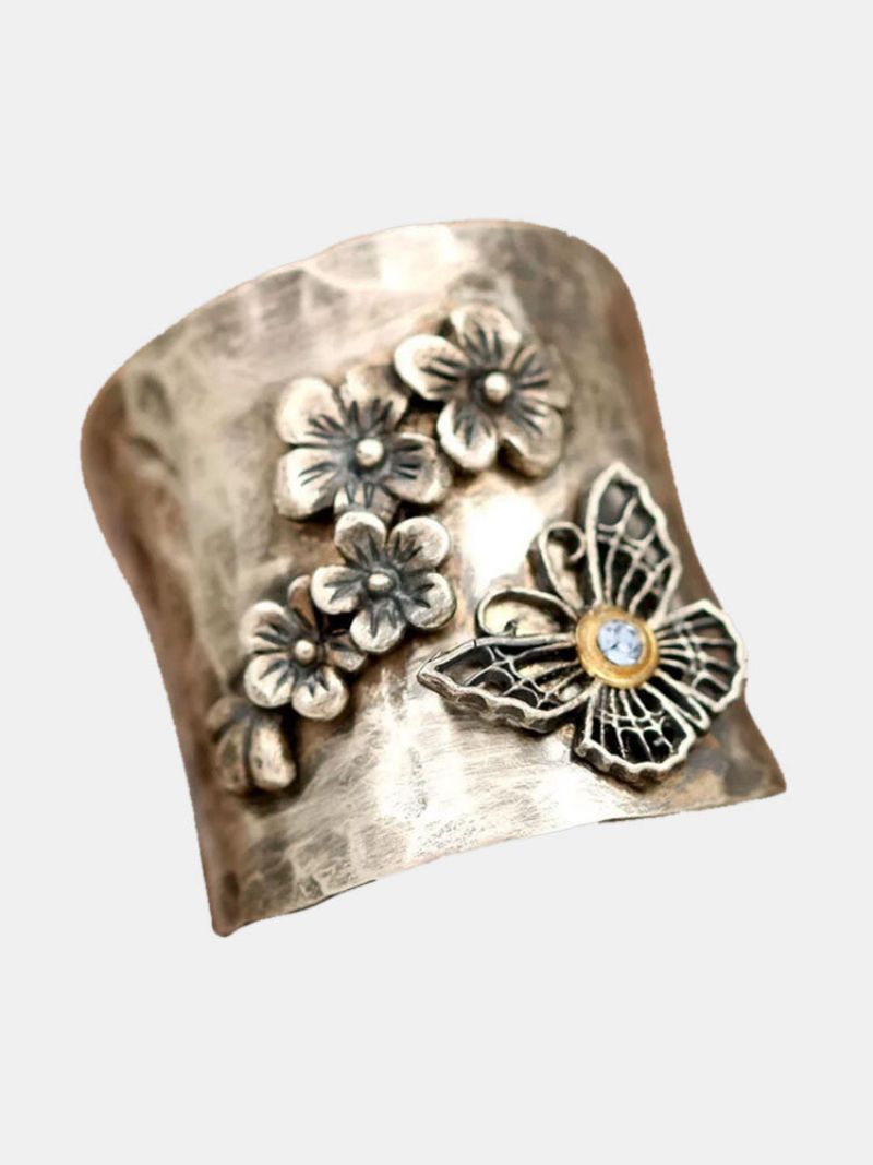 Legering Vintage Stilig Butterfly Flower Diamond Ring