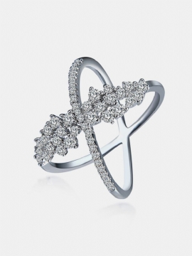 Luksusring For Kvinner Cross Platinum Zircon Ring