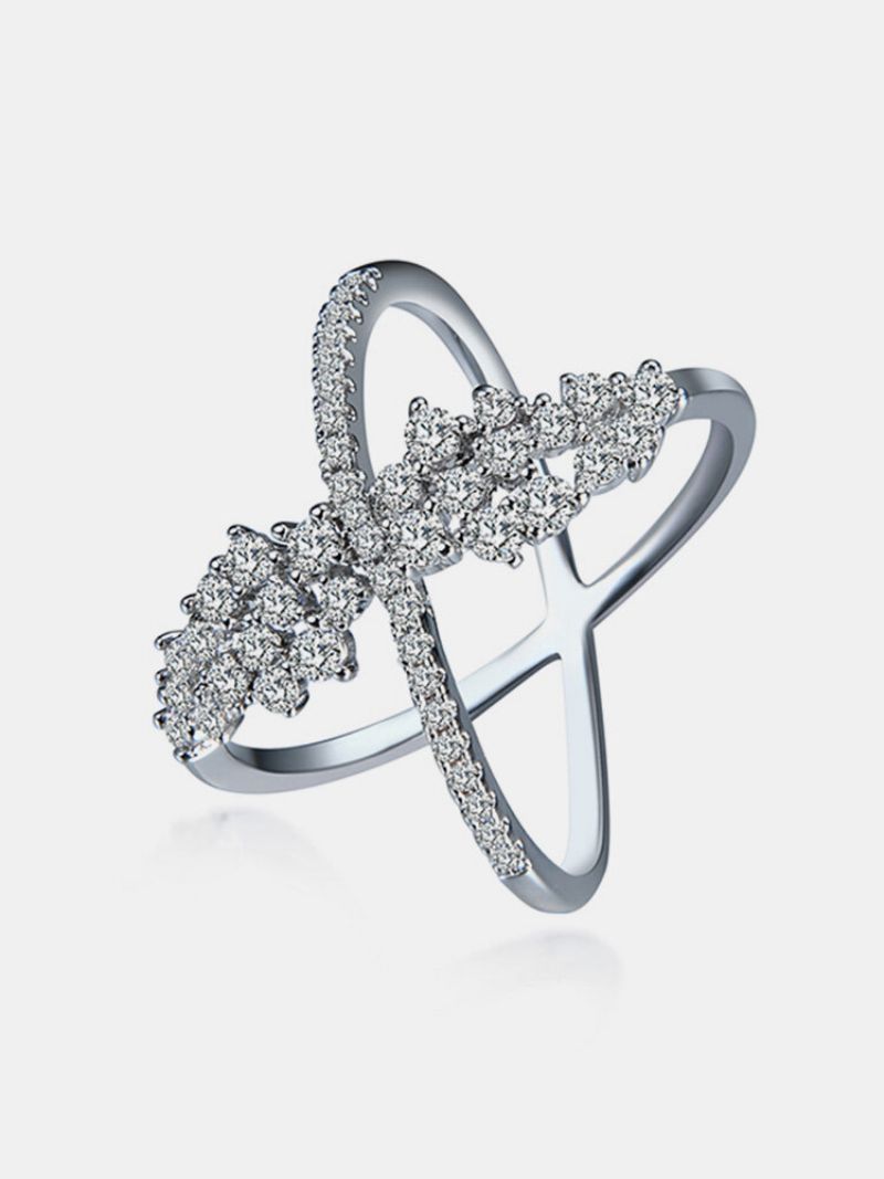 Luksusring For Kvinner Cross Platinum Zircon Ring