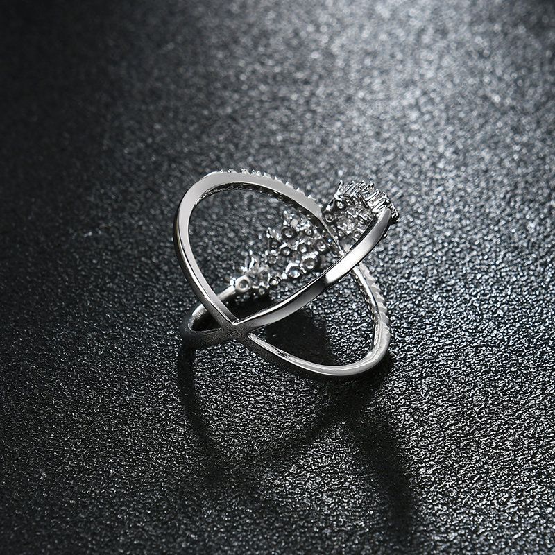 Luksusring For Kvinner Cross Platinum Zircon Ring