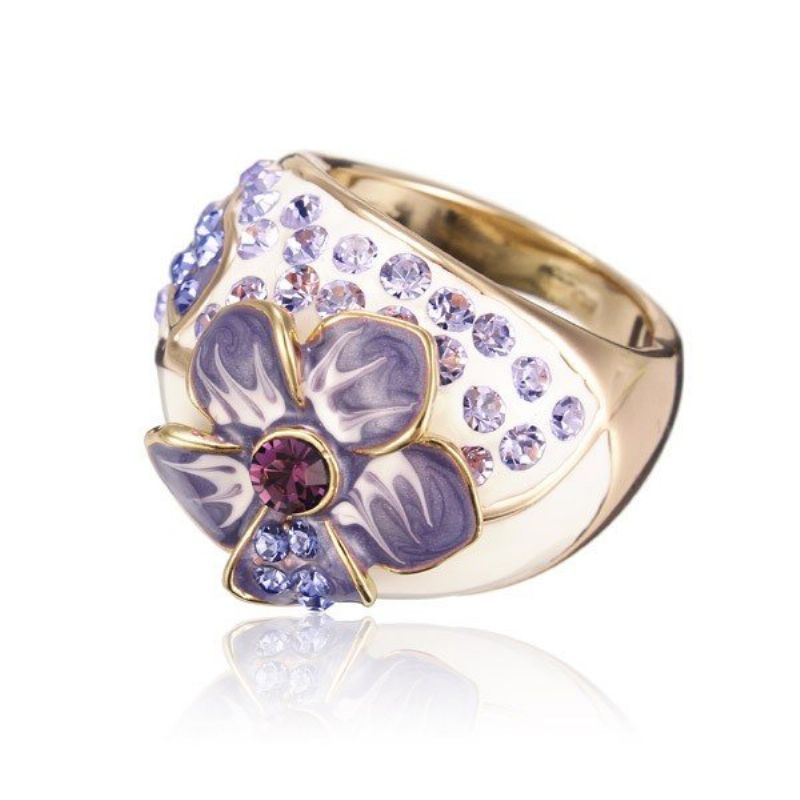 Miljølegering Emalje Crystal Flower Ring