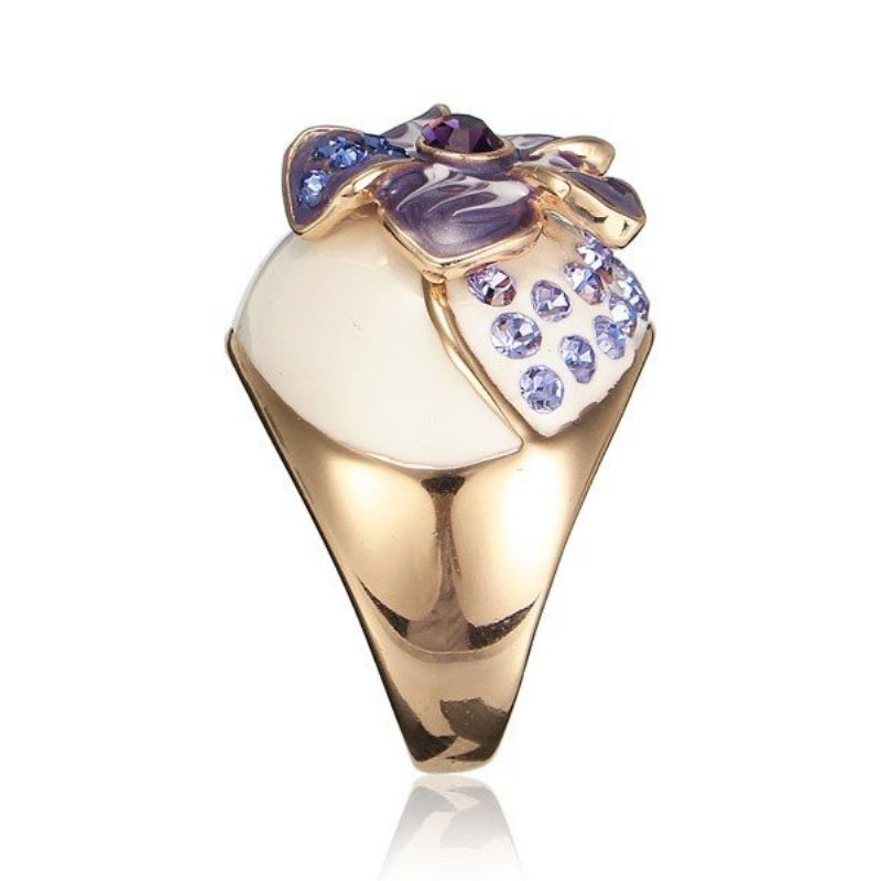 Miljølegering Emalje Crystal Flower Ring