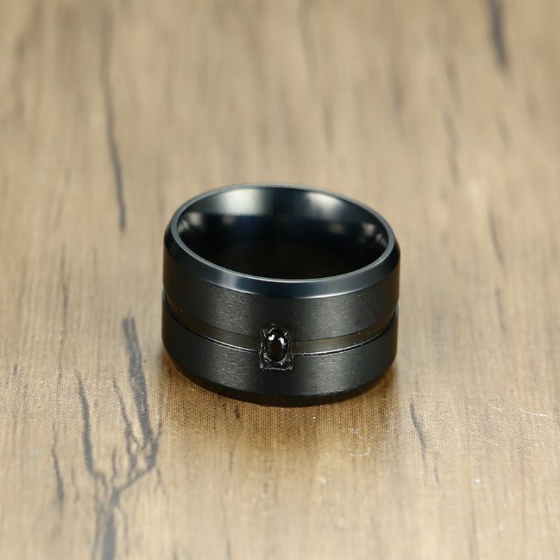 Mote Fingerringer Ip Black Plating Rustfritt Stål Cubic Zirconia Ringer Årsakssmykker For Menn