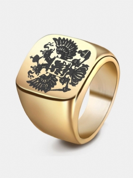 Mote Russisk Double Eagle Ring I Rustfritt Stål Med Et Våpenskjold Store Ringer For Menn