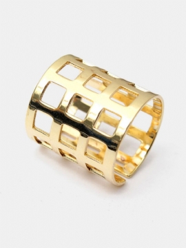 Multi Patterns Gold Leaf Hollow Out Square Ring