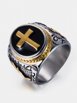 Punk Gold Ring Rustfritt Stål Cross The Hand Of God Shape Rock Biker Finger For Men Gift