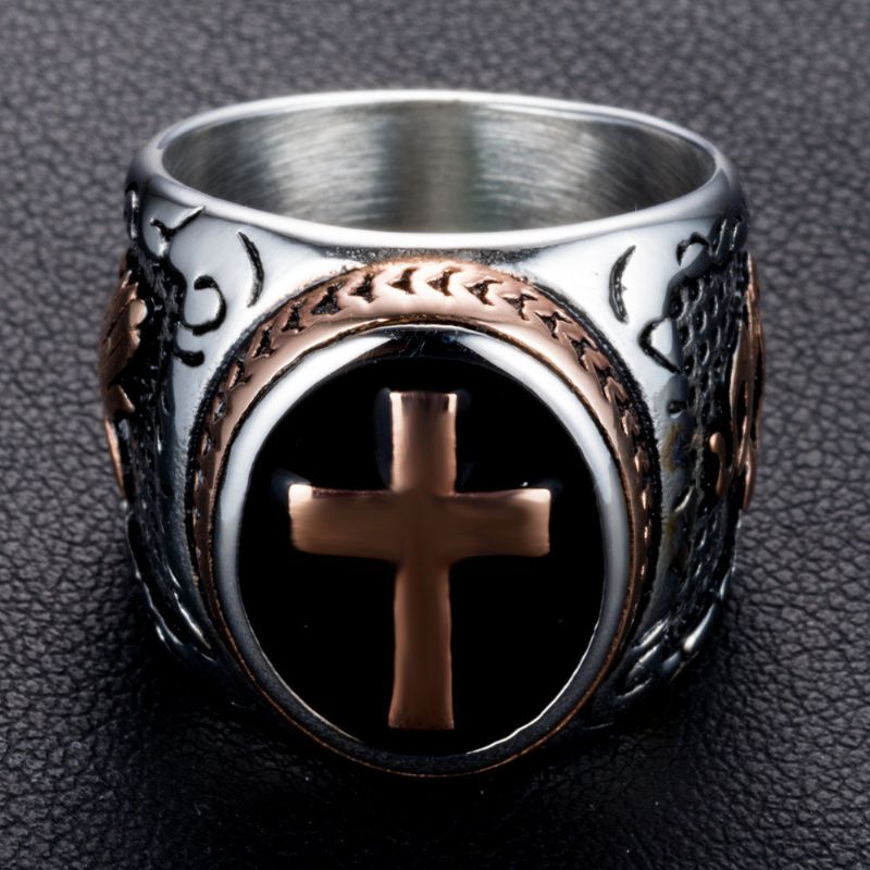 Punk Gold Ring Rustfritt Stål Cross The Hand Of God Shape Rock Biker Finger For Men Gift