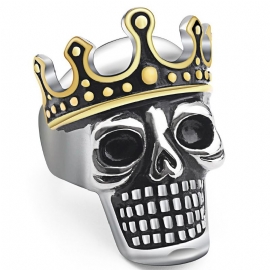 Retro Mote Ring Personlighet Trend Tilbehør Krone Skull Titan Stål Smykker For Menn