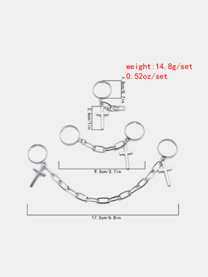 Retro U-formet Kjede Punk Smykker Kreativ Personlighet Metall Kors Dusk Ringsett
