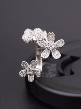 S925 Silver Flower Butterfly Crystal Ring