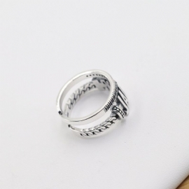 S925 Sterling Sølv Engelsk Letter Ring Personlighet Trend Mote Dobbel For Kvinne