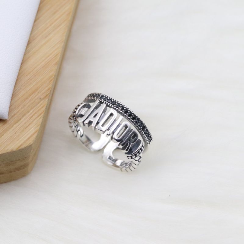 S925 Sterling Sølv Engelsk Letter Ring Personlighet Trend Mote Dobbel For Kvinne