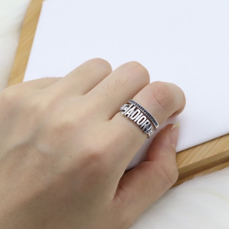 S925 Sterling Sølv Engelsk Letter Ring Personlighet Trend Mote Dobbel For Kvinne